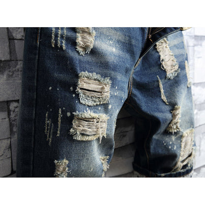 2024 foreign trade big broken cave, jeans men, old retro short pants, single export men's shorts manufacturers