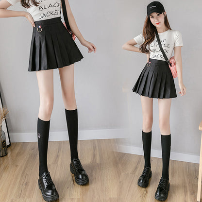 Pleated skirt female 2021 autumn and winter new high waist A word skirt white black student college wind skirt skirt