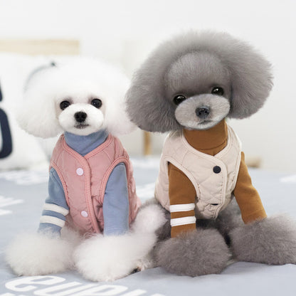 1 batch of foreign trade amazing vest pet clothes puppy dog cotton coat thick teddy bichon bomei autumn and winter clothes