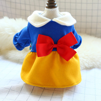 Pet dog cat simple doll collar red yellow blue three-color skirt Teddy Bear small and medium-sized clothes manufacturers direct supply