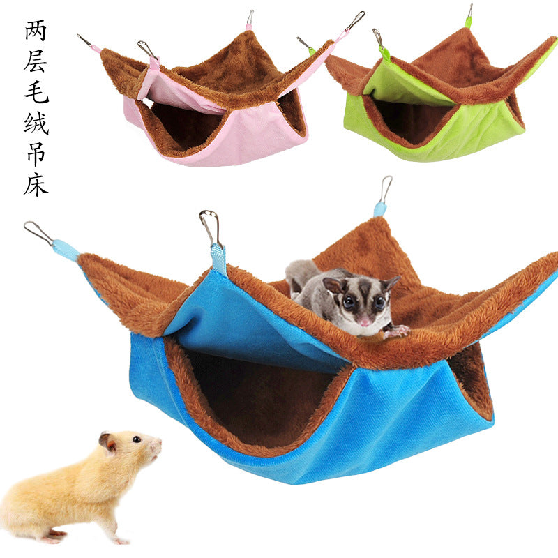 Double-layer hamster hammock squirrel honey bag pet hammock plush small pet hammock thickening warm cotton nest