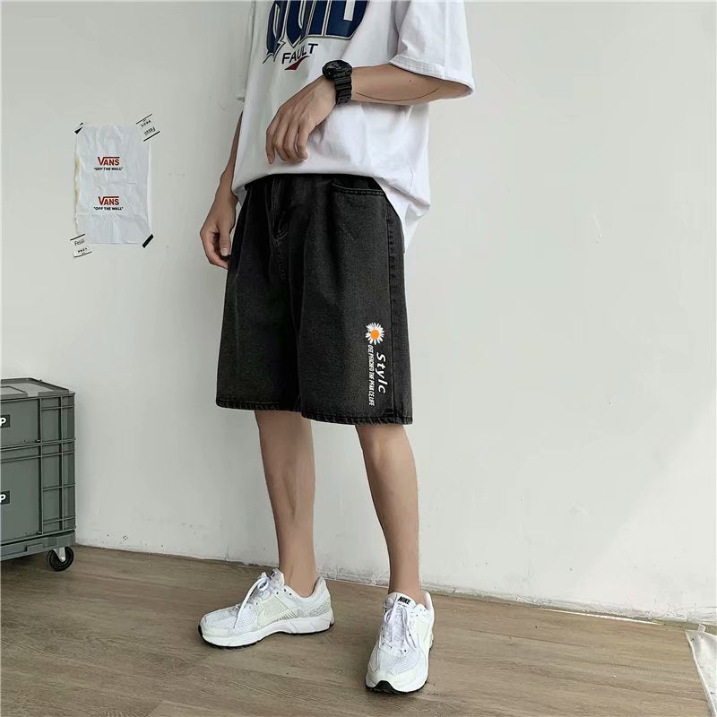 Summer thin denim short pants men's Korean version of the trend casual wild loose summer tide brand INS five-point shorts