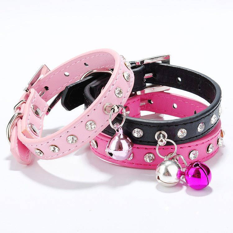 Berry hot water drill pet collar single row drill hanging bell cat with dog collar small dog chain dog supplies