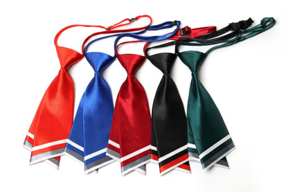 2024 clothing with Korean version of the double-knife-type lady tie British college wind collar with textured silkwater dance tie