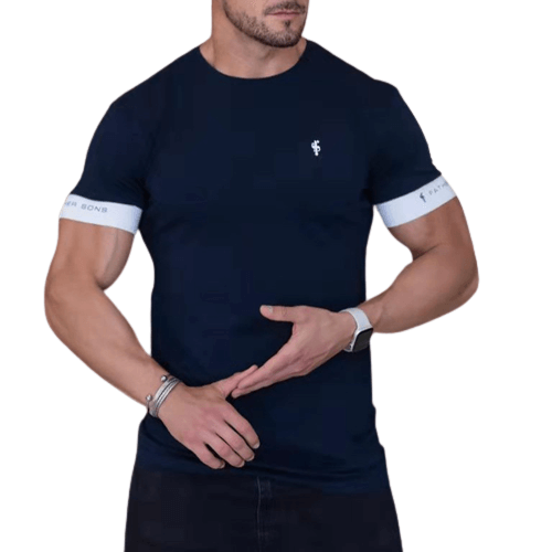 Men's Black  Slim-Fit Round Neck Tee-Shirt