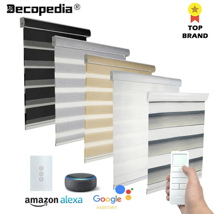 Decopedia Customize Zebra Blinds Square Valance Window Blinds Day and Night Roller Shades Blackout for Home Windows Sliding Door