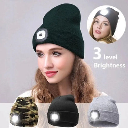 LED Light Hat USB Rechargeable Flashlight LED Beanies Knit Hat Warm Flashlight Hat Hunting,Camping,Jogging,Fishing Cycling