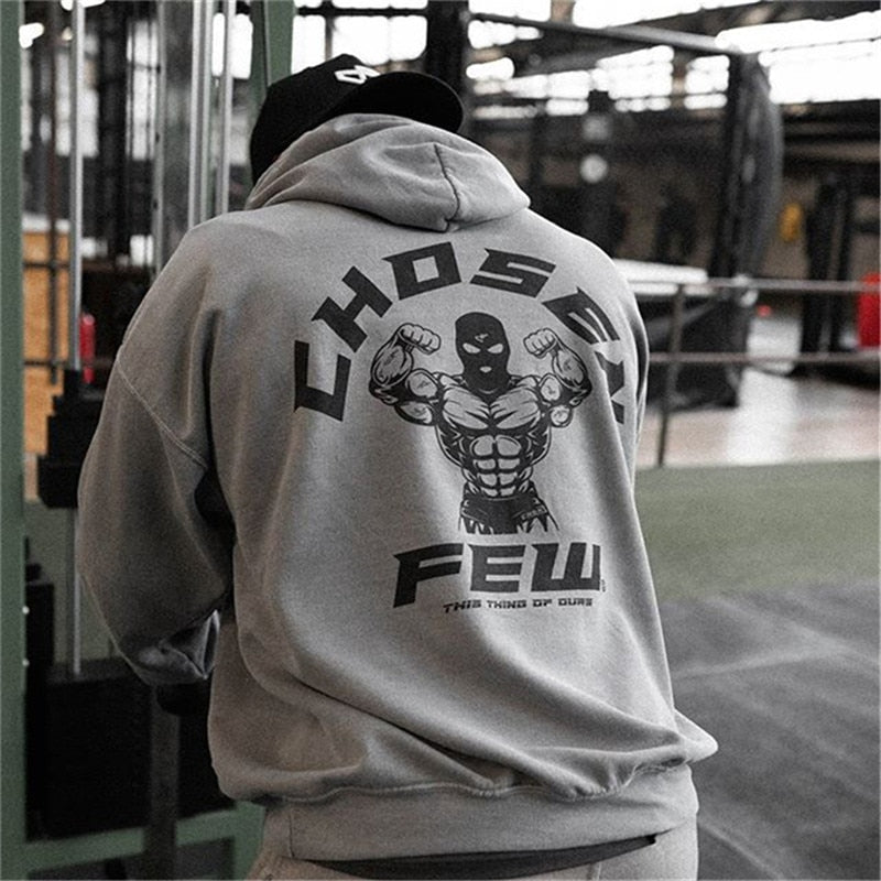 2022 Men Spring Gyms Sports Cotton Hoodie Fitness Bodybuilding Sweatshirt Jacket High Kangaroo Pockets Fitness Workout Pullover