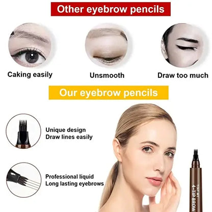 4 Points Eyebrow Pen 5 Colors Liquid Brow Pencil Dark Brown Microblading Eyebrow Pencil Waterproof Eyebrow Tattoo Pen Cosmetic