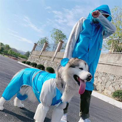 Miflame Dinosaur Large Dog Raincoat 7XL Waterproof Big Dog Clothes Dog Matching Owner Set Labrador Satsuma Family Dog Costumes