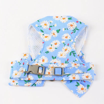 Breathable Dog Harness and Leash Set Floral Bowknot Cat Harnesses for Small and Medium Dog Vest Leashes Pet Accessoires