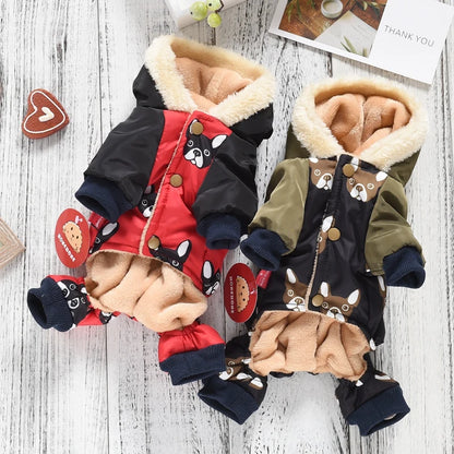 New French Bulldog Costumes For Dog Winter Warm Snow Down Jacket Coat For Puppies Small Medium Animal Pugs Pet Cat Clothes Goods