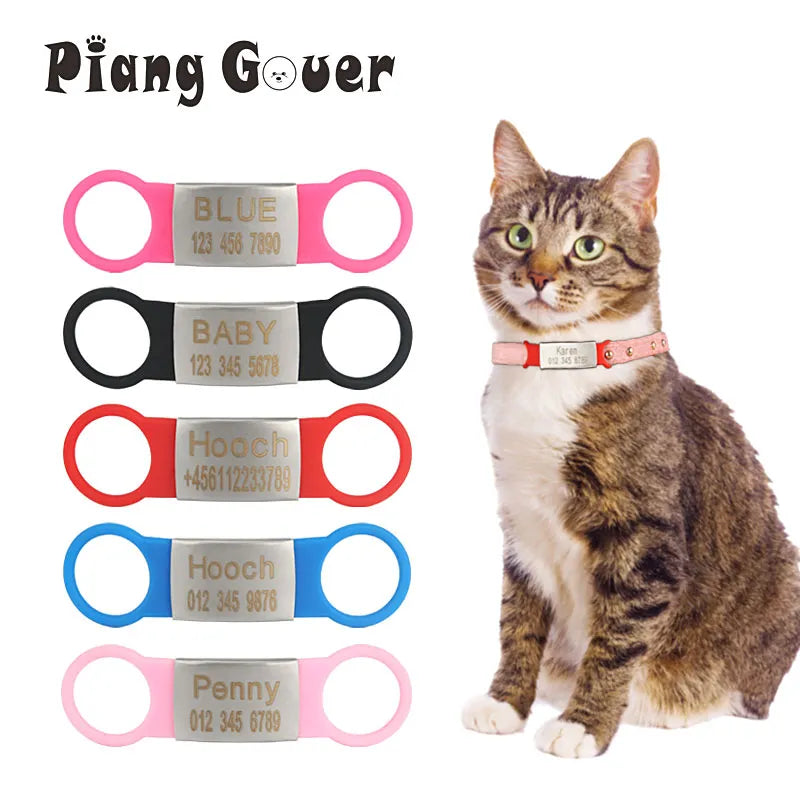 Silicone Engrav Pet ID Accessories Customize Dog Nameplate Name Phone Engraved Dog Collar Personalized Puppy Cat Pet Supplies