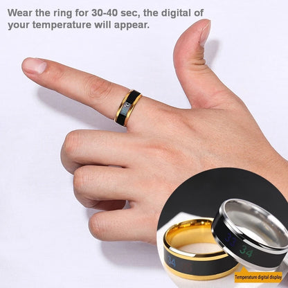 Smart Sensor Body Temperature Ring Stainless Steel Fashion Display Real-time Temperature Test Finger Rings