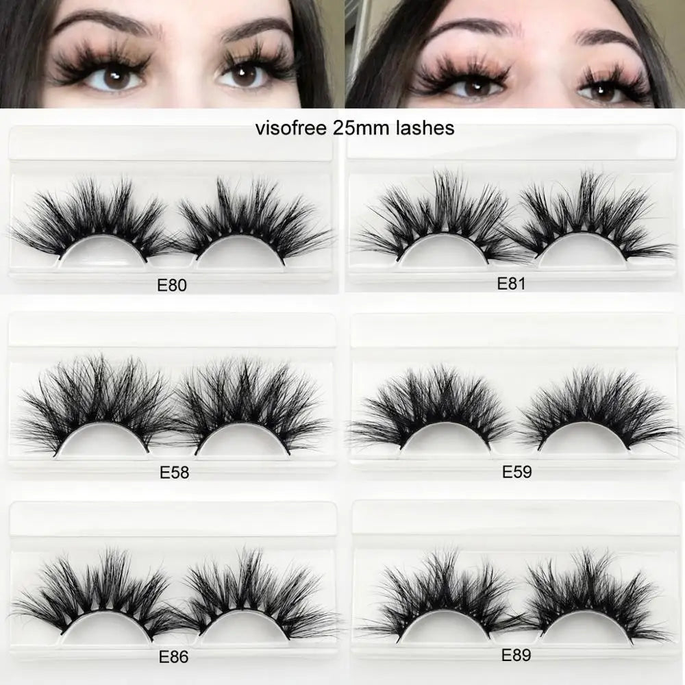 Visofree 25mm lashes 3D mink eyelashes cruelty free 25mm mink lashes handmade crisscross dramatic eyelashes faux cil makeup lash