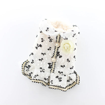 Winter Dog Warm Dress Cat Coat Little Fragrant Lace Skirt Design Pet Puppy Hoodie Autumn/Winter Clothing