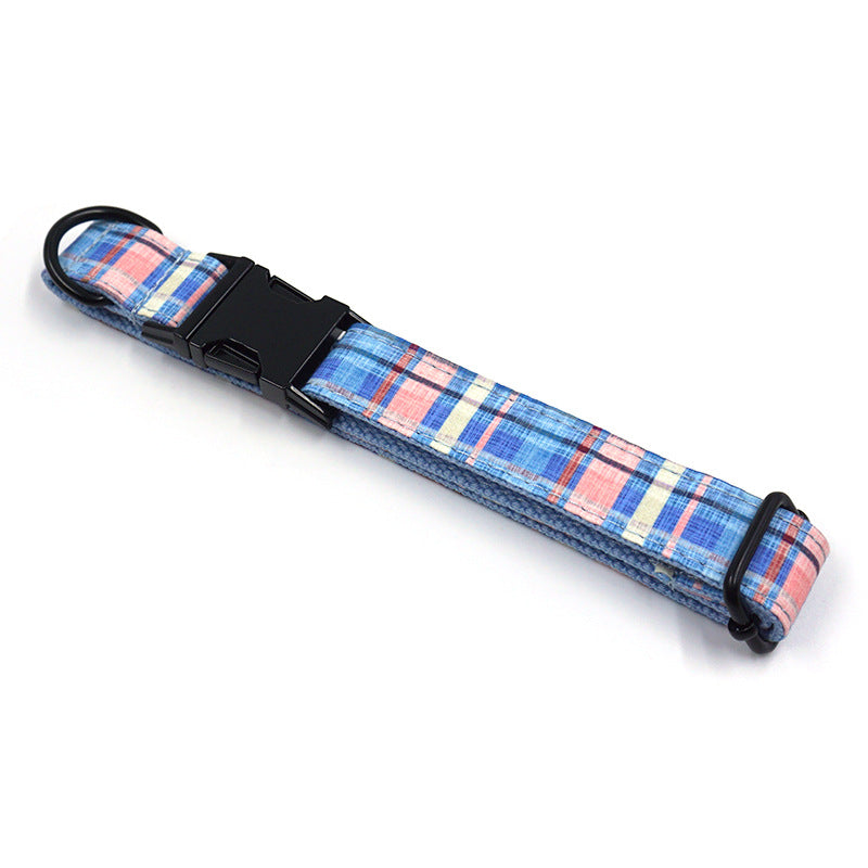 Mi Harbed Fashion Plaid Print Black Black Pet Collar Traction Rope Set Clever Knife Top Traction Belt