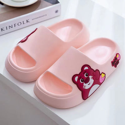 Stepping on feces feeling cute slippers female summer 2024 new indoor home bathroom bath non-slip thick bottom outer wear sandals