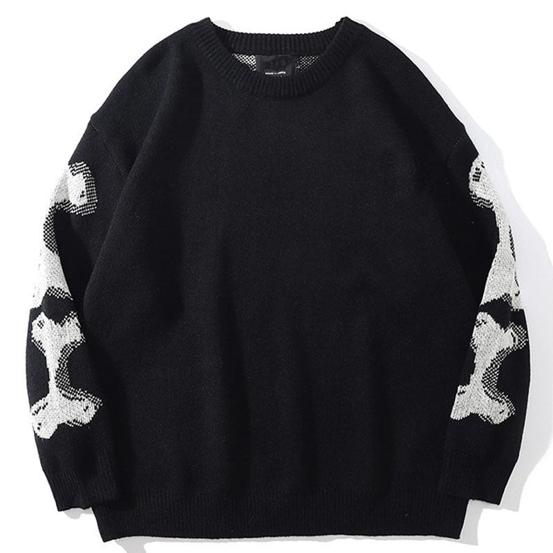 Unisex Vintage Oversize Cow Sweater Long Sleeve Round Neck Knitted Pullover Jumper Streetwear Sweaters