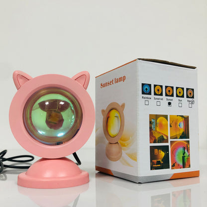 Sunset Projection Lamp Sunset Light RGB Mini Cat Ears Sunset Light Atmosphere Light Night Light Living Room Bedroom Projection