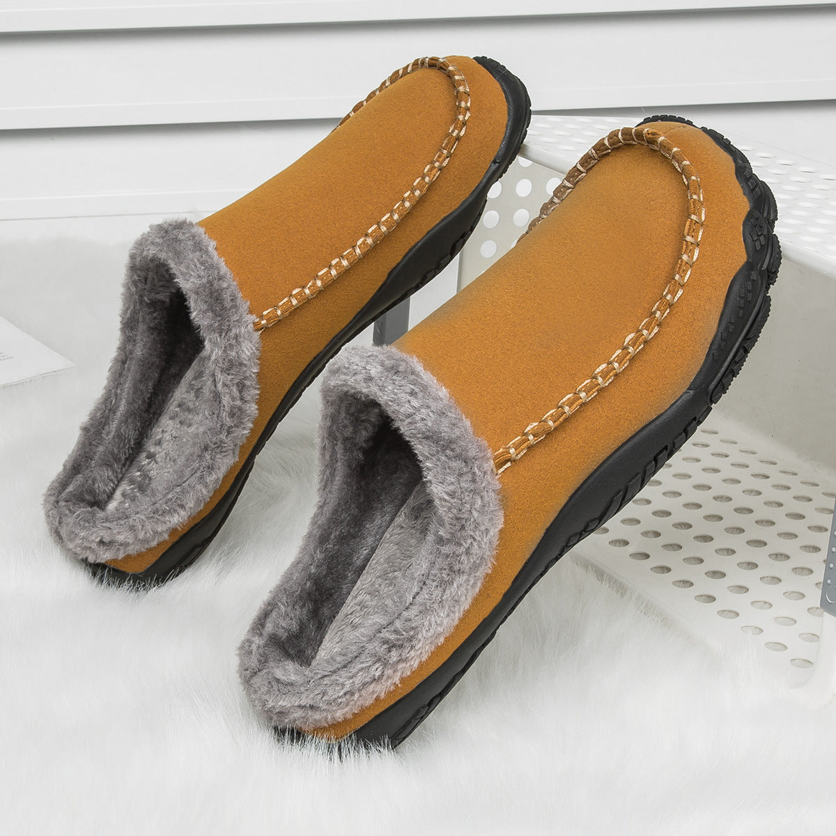 New Cross border Winter Indoor Five Finger Flat Heel Warm Shoes, Large Sized plush Cotton Slippers, Men's Shoes, Anti slip, Thickened Home Shoes