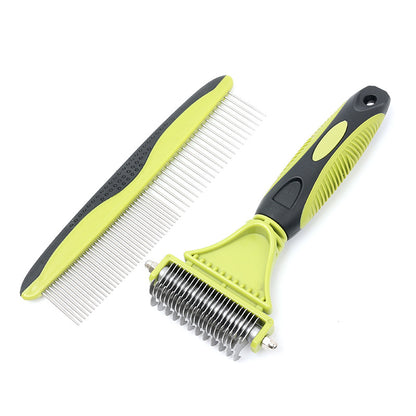 Factory direct supply of two-in-one pet cleaning beauty comb cover kittens dog combing double-sided open junction pet comb hair