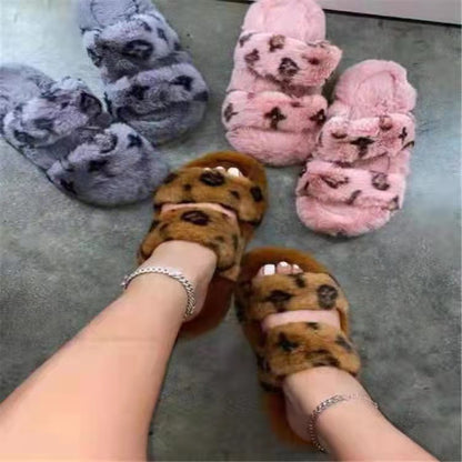 2024 warm home plus fleece cotton shoes for outerwear fashion plus size women's fur slides