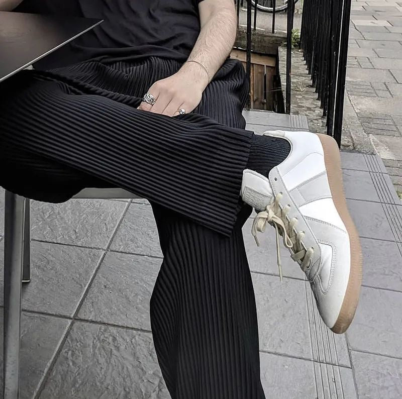 Japanese style trend thin men's fashion loose casual hahalin trousers summer wide-legged pleats