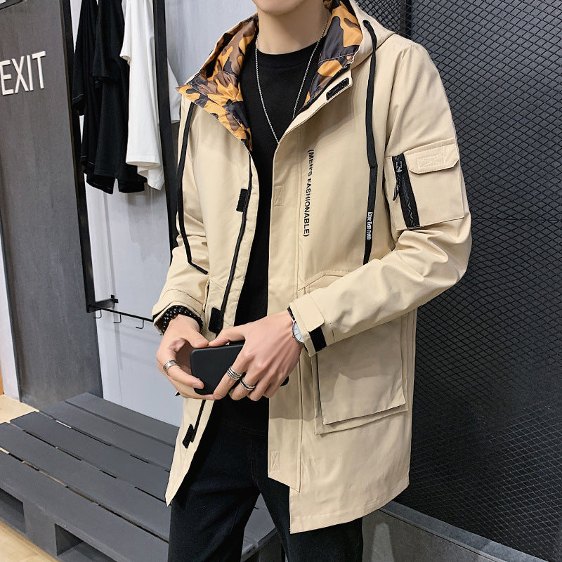 Handsome 2021 new autumn windbreaker men's long section men's coat men's jacket large size to 8XL Korean version of the tide