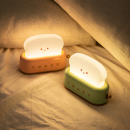 Bread Machine Small Night Light Creative USB Charging Dimming Lighting Table Lamp LED Warm Light Bedroom Bedside Timing Sleeping Light