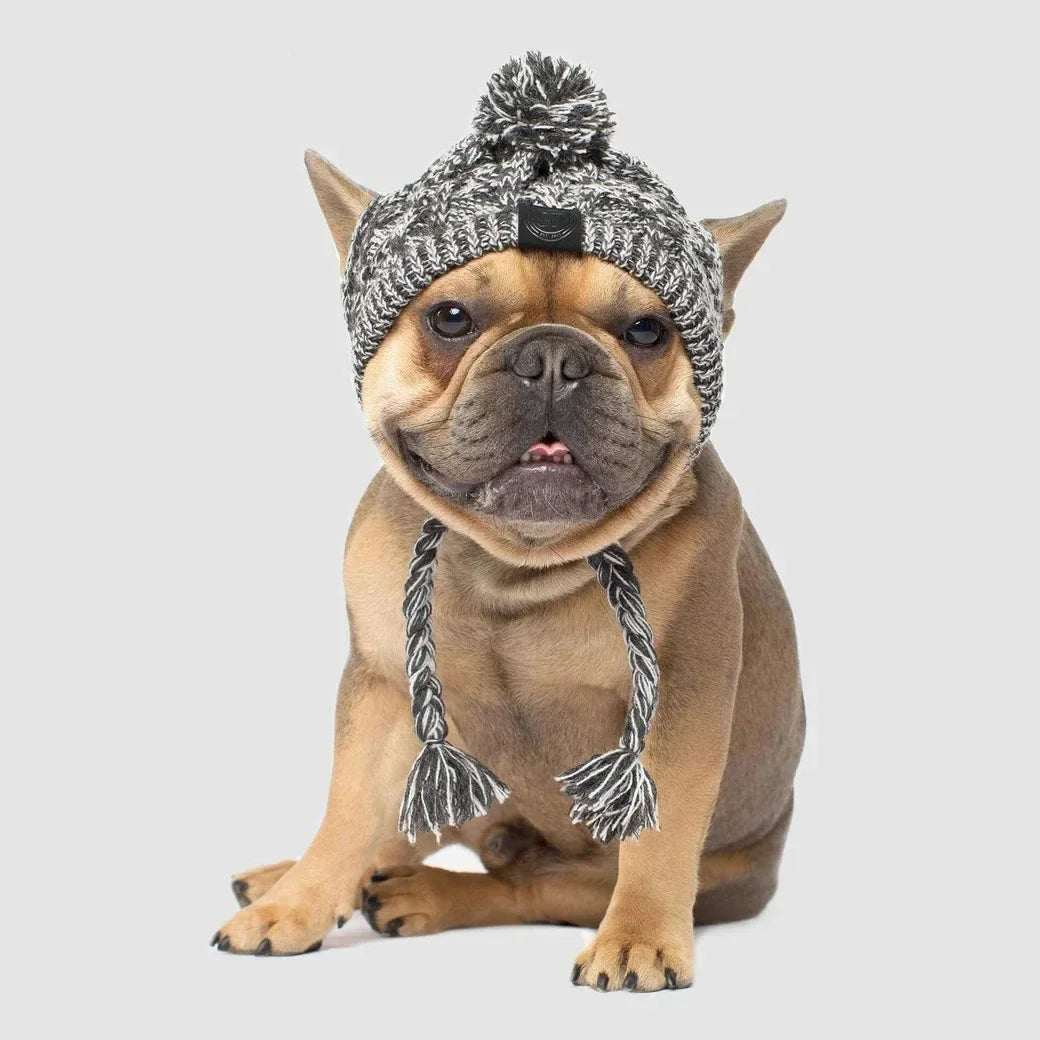 Winter Warm Dog Hats Windproof Knitting French Bulldog Hat For Dogs Chihuahua Hat Fluffy Ball Puppy Accessories Pet Hats