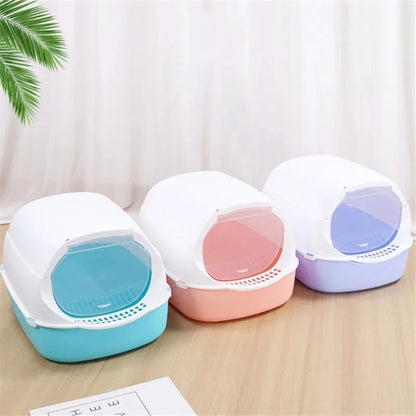 Pet Kitten Anti Splash Toilet Litter Tray Indoor Bedpans Fully Enclosed Plastic Sandbox Pet Litter Box Deodorizer Cat Supplies