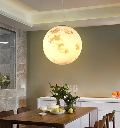 Nordic Modern Creative Full Moon Chandelier Retro Personality Art Ball Moon Led Pendant Light Home Decoration Lamps