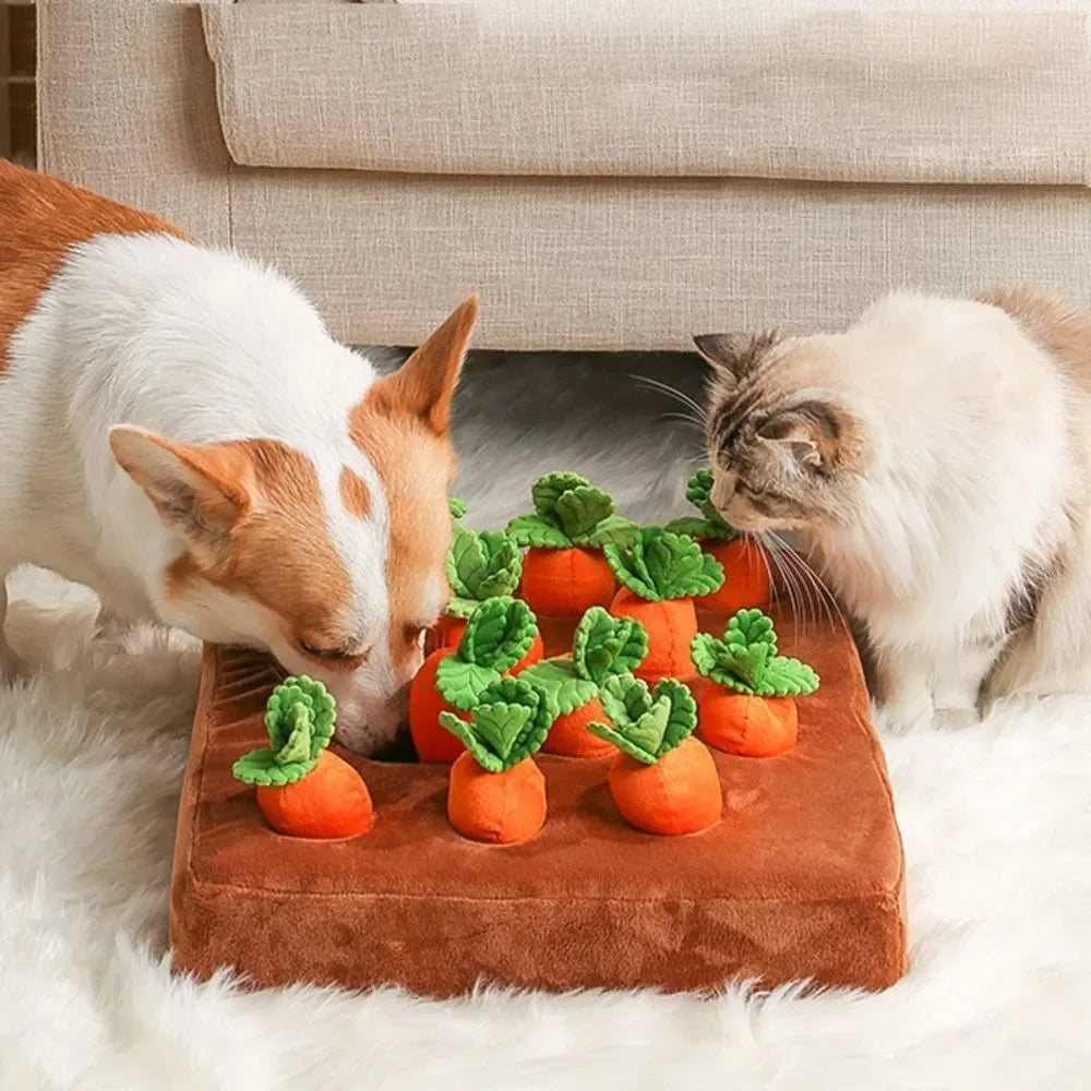 Carrot Snuffle Mat for Dogs Cats Puzzle Toy with 12 Carrots for Small Medium Large Interactive Pet Stress Relief Dogs Chew Toys