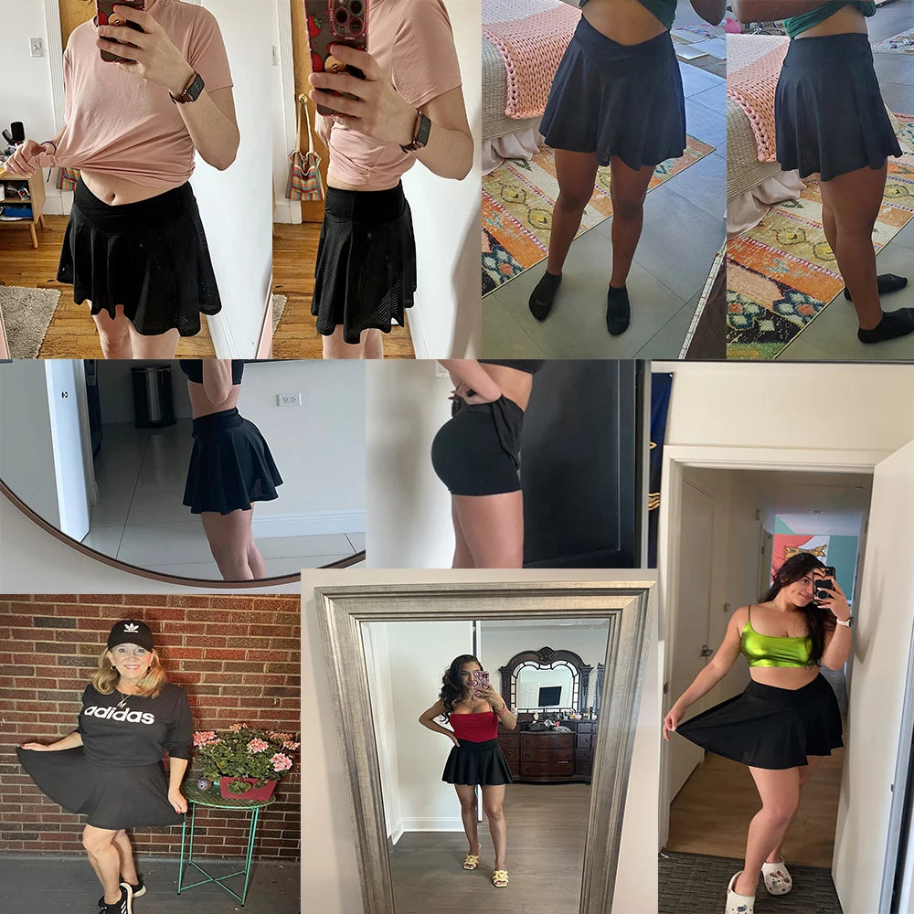 Tennis Skirt With Pockets Shorts Athletic Skirts High Waist Crossover   Athletic Golf Skorts Workout Sports Skirts Women