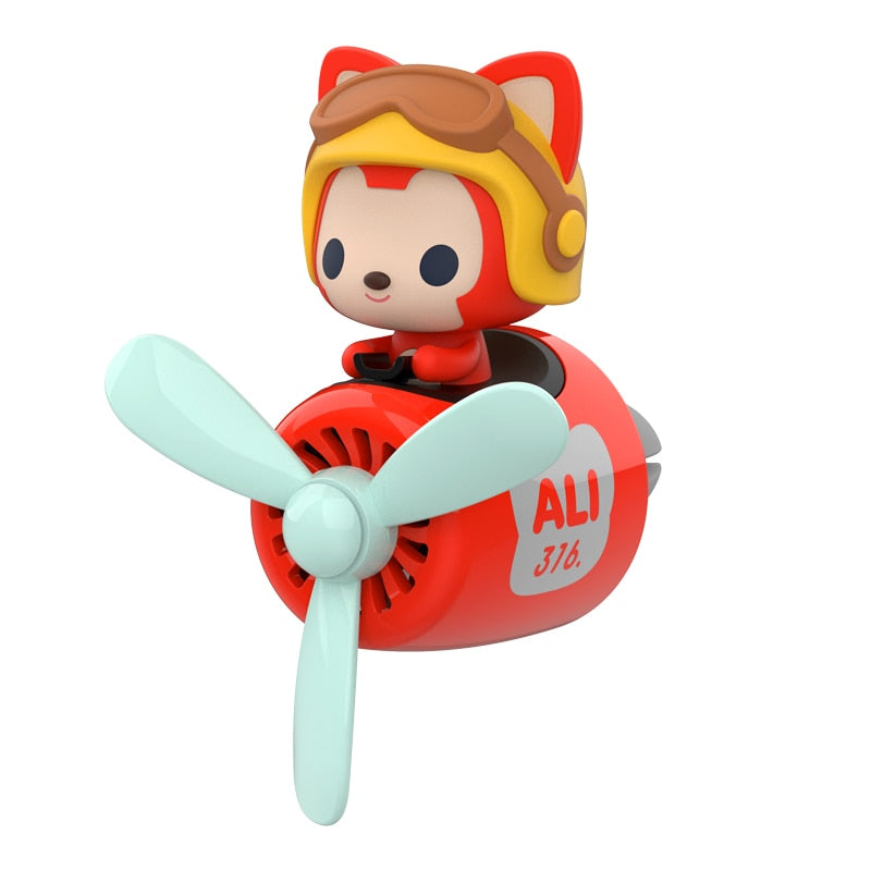 Airplane Pilot Car Air Freshener Diffuser Bear Pilot Rotating Propeller Fragrance Air Fresheners Clip