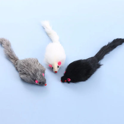 5/10Pcs False Mouse Cat Toy Long-haired Tail Mice With Sound Plush Soft Mouse Toys for Cats Bite-Resistant Kitten Playing Toys