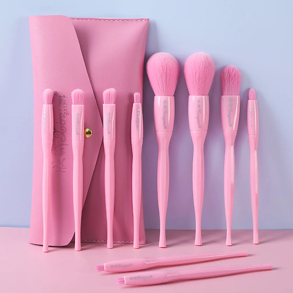 10 PCS Candy Color Makeup Brushes Set With Bag For Face Make Up Tools Women Beauty Professional Foundation Blush Eyeshadow