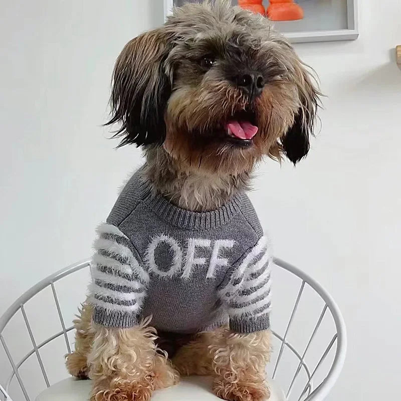 Pet Clothing Dog Clothes Dog Fashion Brand Warm Comfortable Knitted Sweater Pet Clothing Cute Grey Sweater Dog Fashion Item