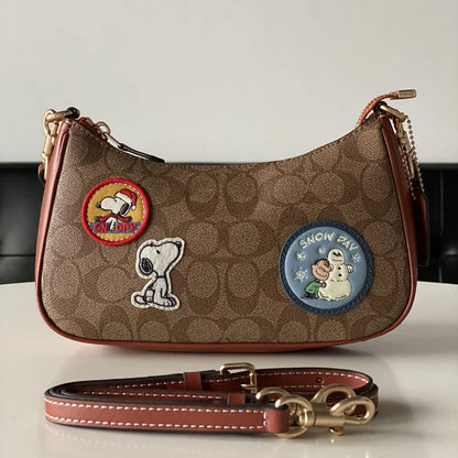 Snoopy New Fashion Shopping Bag Retro Casual Women Totes Shoulder Bags PU Leather Solid Color Underarm Handbag for Women 2023