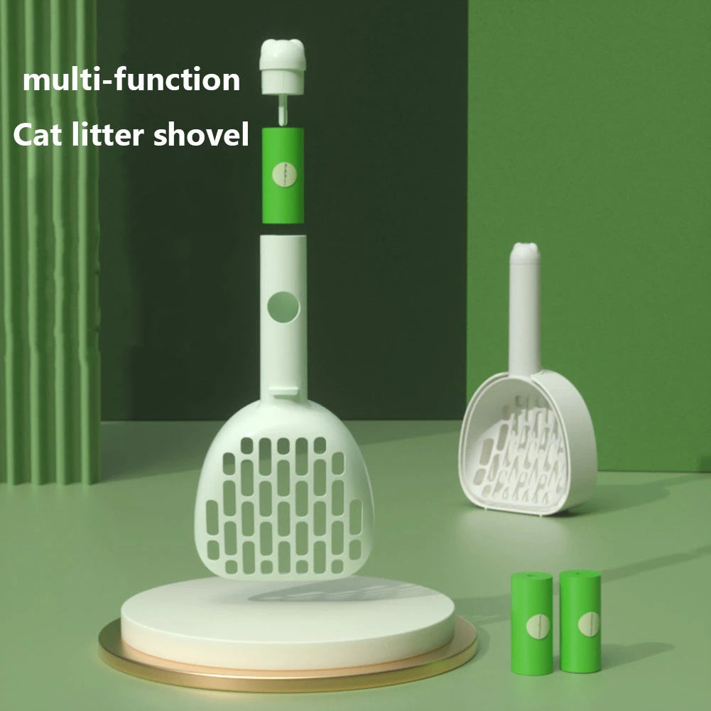 Portable Cat Litter Shovel Set Cat Pooper Scooper Cleaning Suppiles Pet Shovel Cat Toilet Cleaning Shovel with Garbage Bag