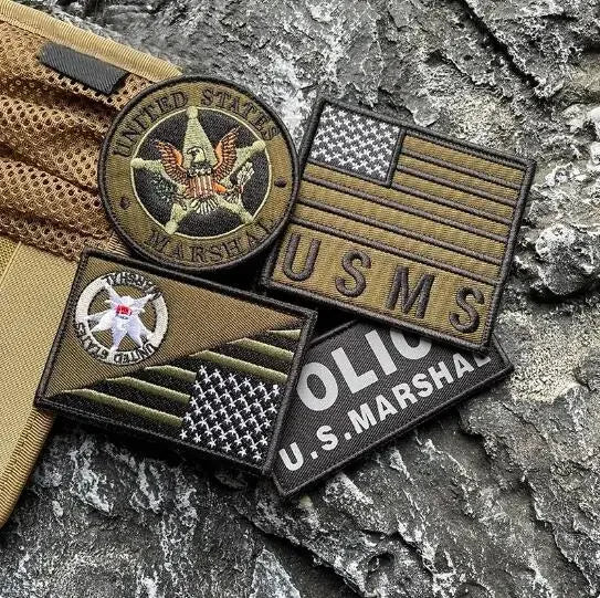 US Marshal Embroidery Hook and Loop Cloth Stickers Eagle Morale Badge Tactical Backpack Patches Vest Armband Chest Patch