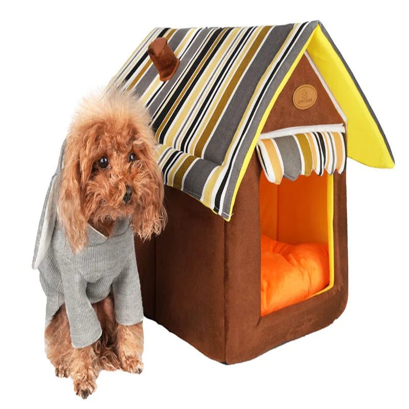 2024 New Pet House Foldable Bed Removable Double Pet House Fashion Cushion Basket Cute Animal Cave Pet Products