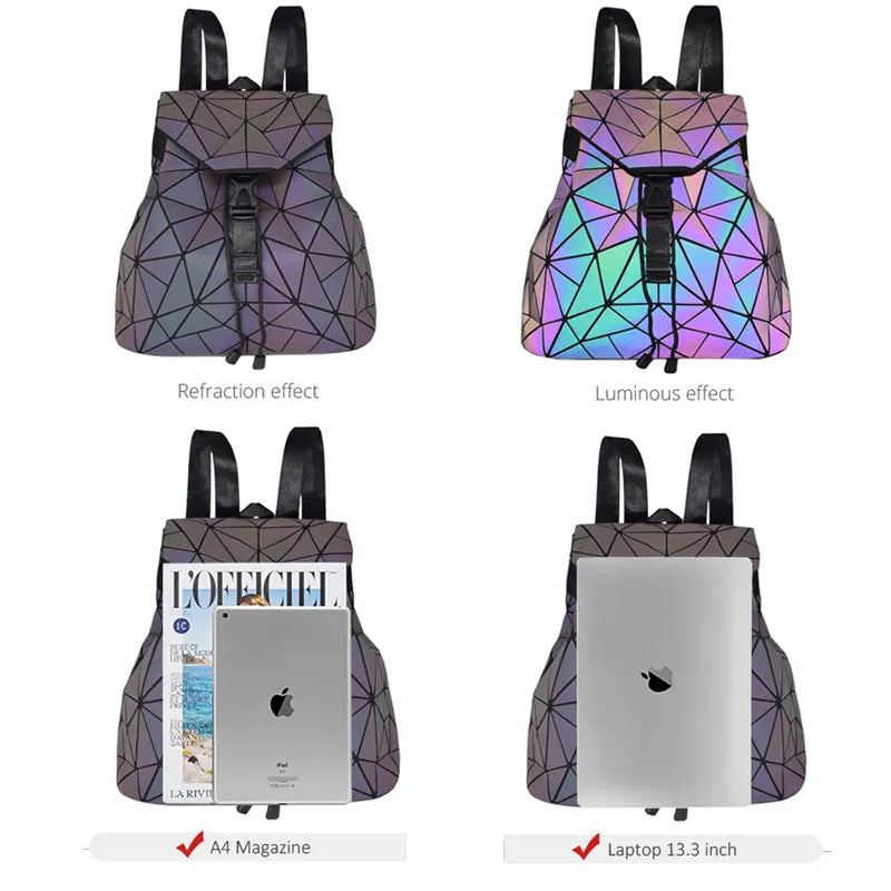 New Luxury Backpack Women Bags Designer Geometric Luminous Backpacks For Women School Bags For Girls Rucksack Shoulder Backpack