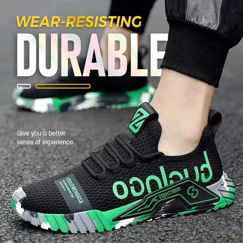 Stylish Warm Sneakers Fly woven mesh surface Men Casual Sport Shoes Light Sneakers White Outdoor Breathable Mesh Running Shoes