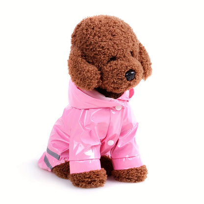 Pet Dog Raincoat Hooded Jacket Puppy Raincoat Waterproof Cat Rainwear With Safety Reflective Stripe