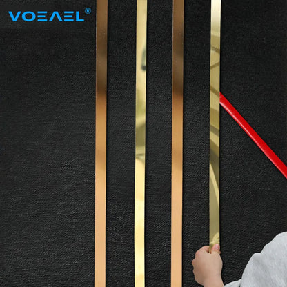 5M/Roll Gold Wall Sticker Strip Stainless Steel Flat Self Adhesive Living Room Decoration Mirrors for Home Wall Edge Strip