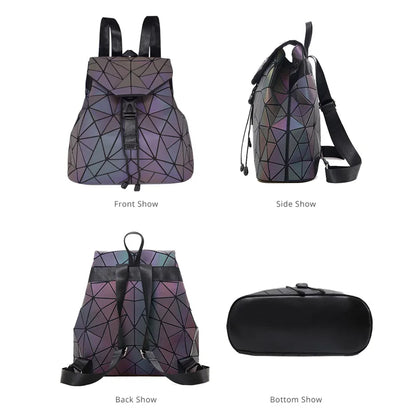 New Luxury Backpack Women Bags Designer Geometric Luminous Backpacks For Women School Bags For Girls Rucksack Shoulder Backpack