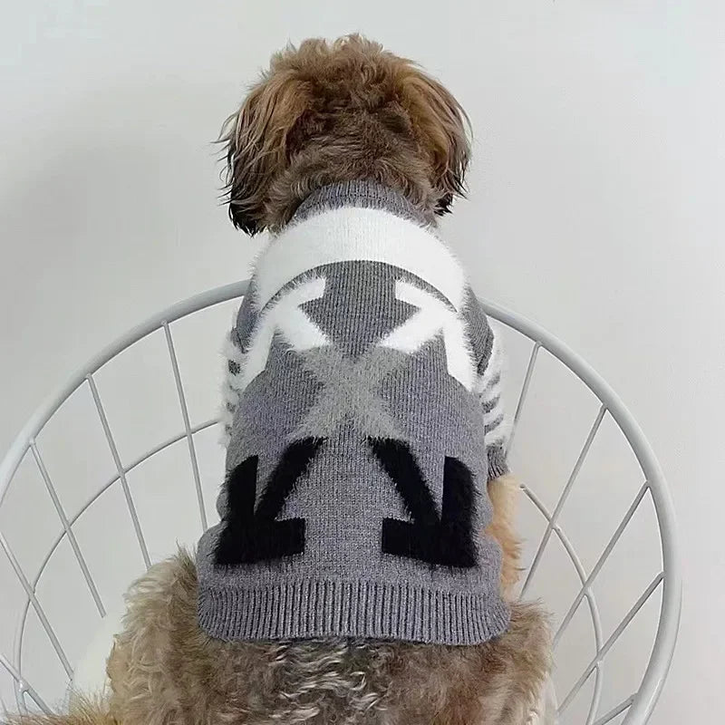 Pet Clothing Dog Clothes Dog Fashion Brand Warm Comfortable Knitted Sweater Pet Clothing Cute Grey Sweater Dog Fashion Item