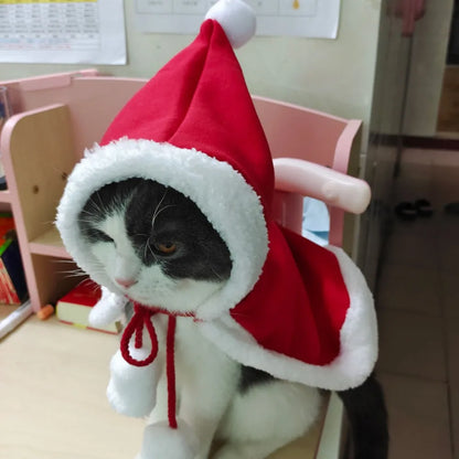 New Year Christmas Cat Clothes Little Red Riding Hood Cloak Cape Pet Cat Christmas Cloak Dog Hat Designer Dog Chihuahua Clothes